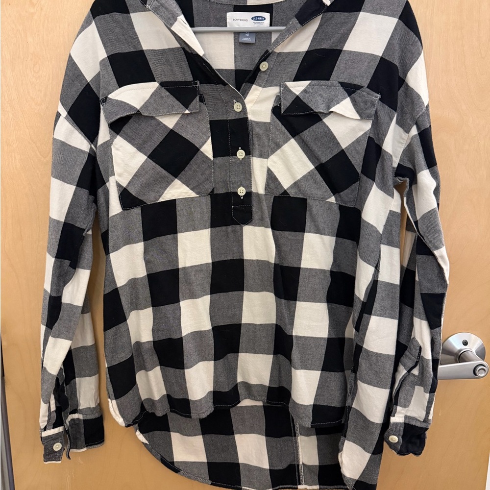 Old Navy Black and White Checkered Shirt